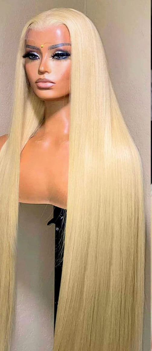 613 Lace Front Wig Human Hair, 13x6 Transparent Lace 613 HD Lace Frontal Wig For Women 12A Straight Blonde Lace Front Wigs Human Hair Pre Plucked With Baby Hair (30inch, 613 13x6 Lace Front Wig Human Hair)